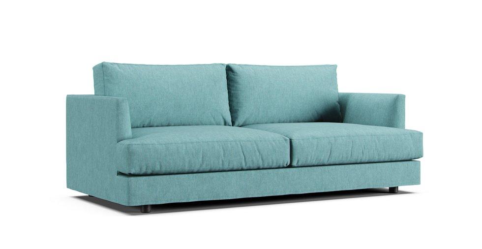 Haven 84" Sofa Slipcover - Care+ Tweed Mineral Blue
