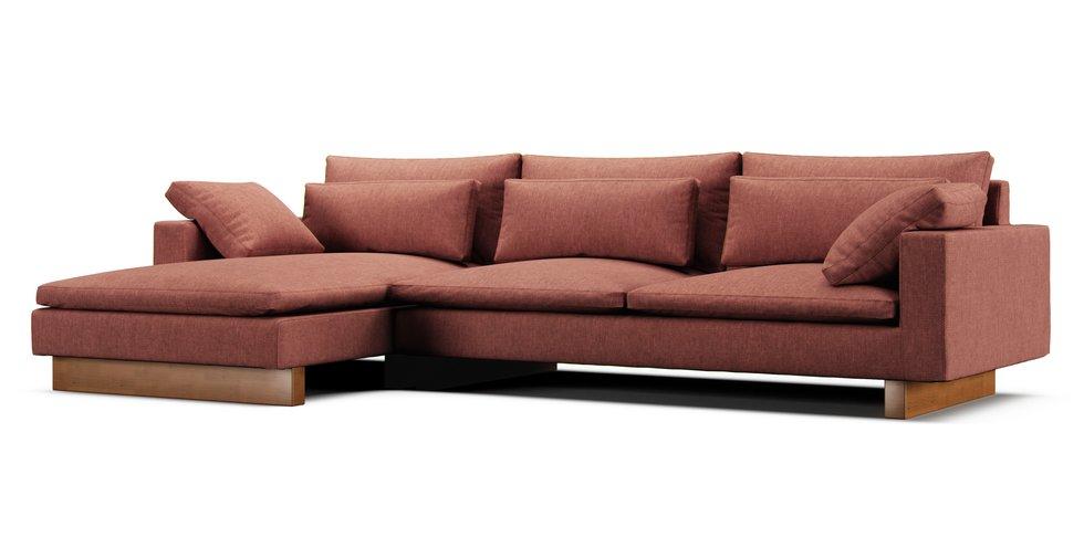 Harmony 2-Piece Chaise Sectional Slipcover - Care+ Tweed Sunset