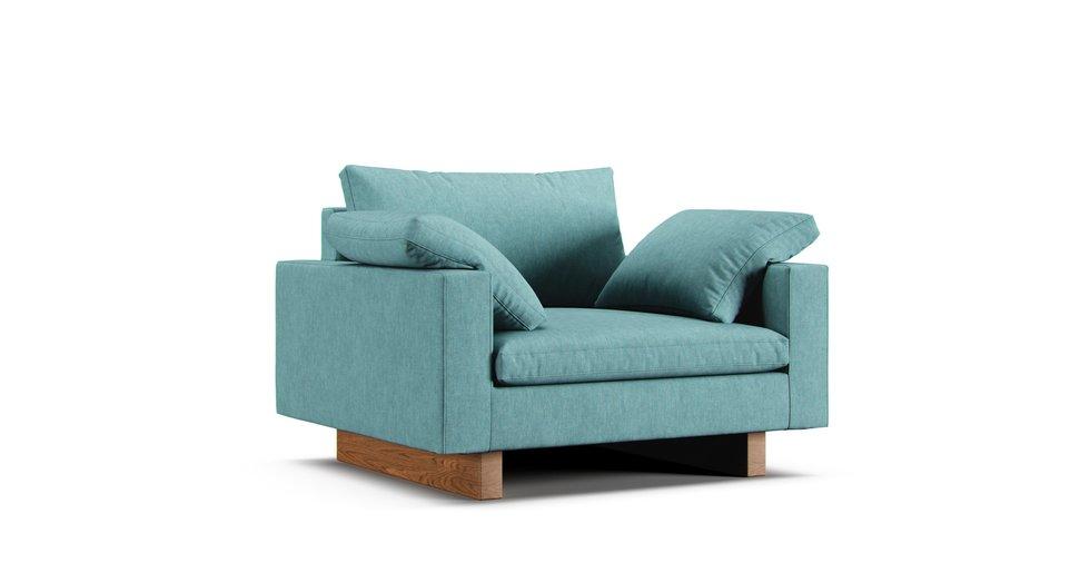 Harmony Chair Slipcover - Care+ Tweed Mineral Blue