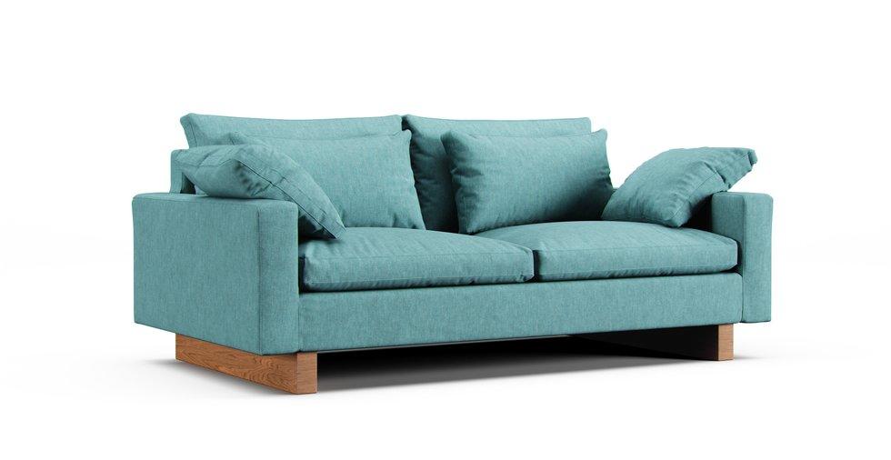 Harmony 76" Sofa Slipcover - Care+ Tweed Mineral Blue