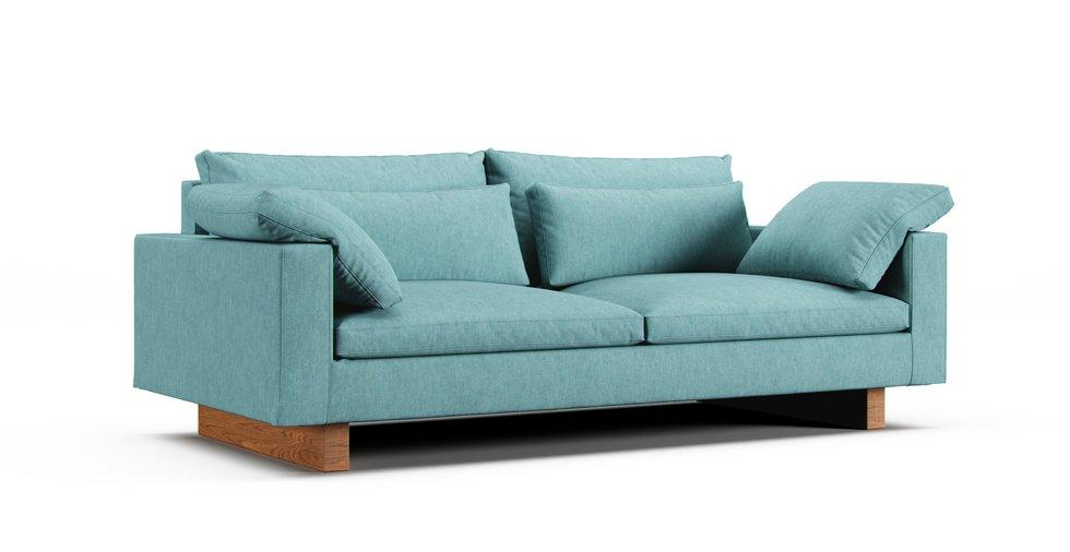 Harmony 82" Sofa Slipcover - Care+ Tweed Mineral Blue