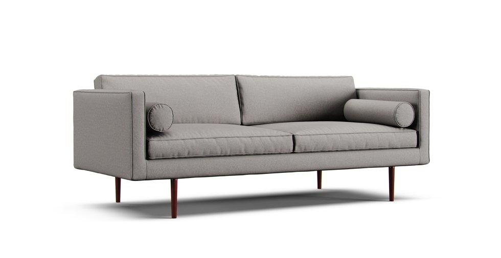 Monroe Mid-Century 80" Sofa Slipcover - Care+ Canvas Ash