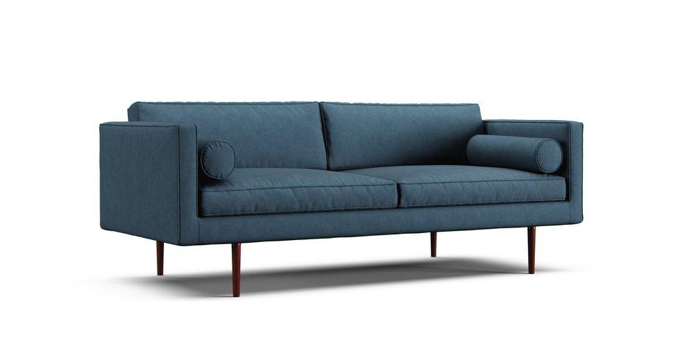 Monroe Mid-Century 80" Sofa Slipcover - Care+ Tweed Teal