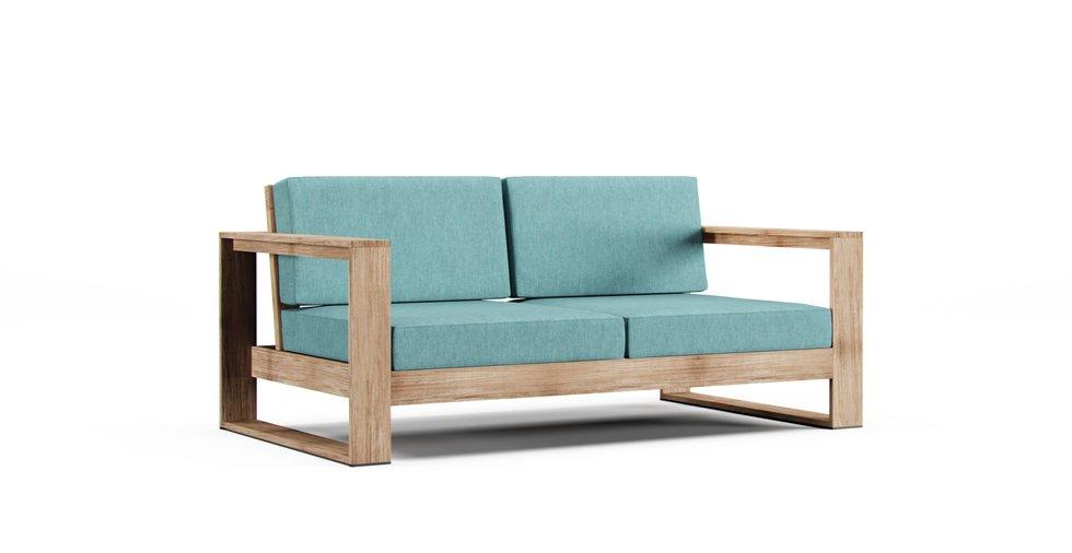 Portside Outdoor Sofa Cushion Cover - Care+ Tweed Mineral Blue