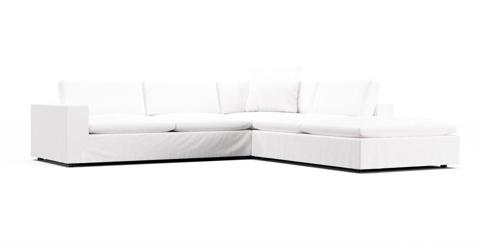Utopia Modular 3 Piece 123" Sectional With Left/Right Arm Bumper Chaise Slipcover
