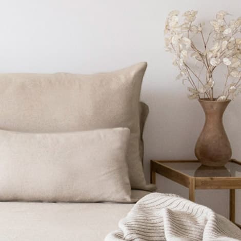 Close-up of IKEA SODERHAMN sofa couch cushion with Brushed Cotton Sand slipcover