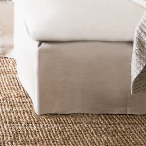 Close-up of IKEA SODERHAMN footstool with Brushed Cotton Sand slipcover