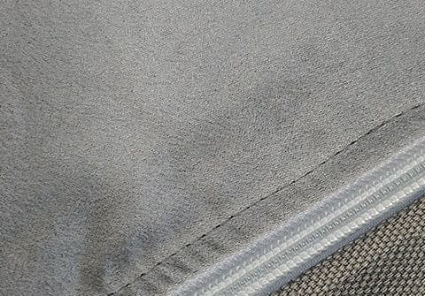 Close-up of sofa couch cushion slipcover zipper (Alternate angle)