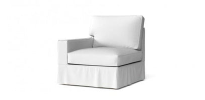 Boxed Seat Left Square Arm Chair Section sofa with perfect fit premium custom made white Cotton Canvas slipcover