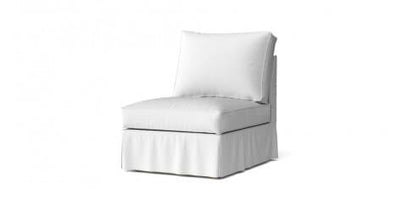 Armless Chair Section sofa with perfect fit premium custom made white Cotton Canvas slipcover