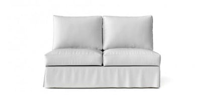 Armless Sofa Section sofa with perfect fit premium custom made white Cotton Canvas slipcover