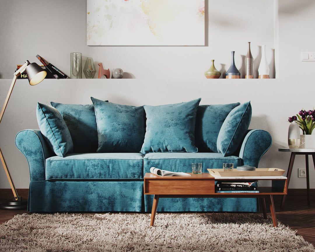 [PRE-ORDER ONLY] Boxed Seats Long Skirt Round Arm Sofa Slipcover