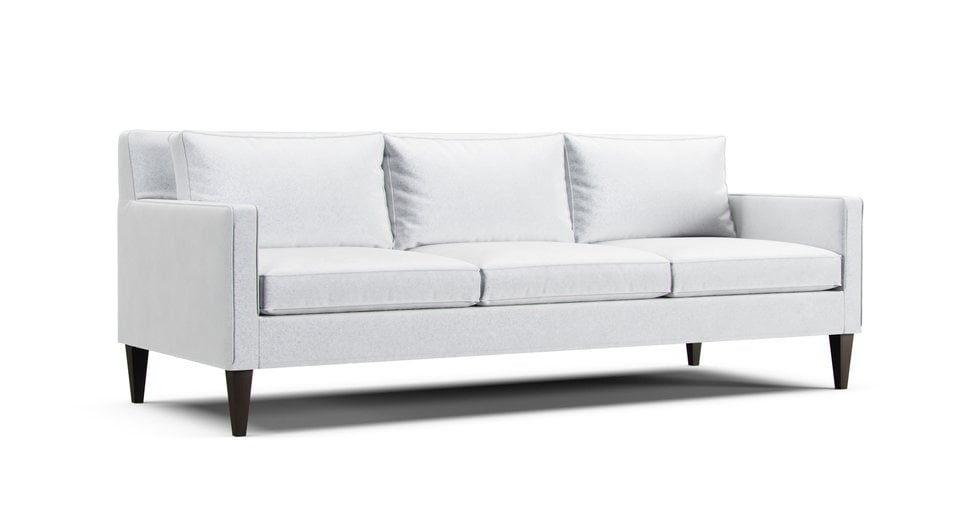 Boxed Seats Snug Fit Square Arm Sofa with perfect fit premium custom made white Cotton Canvas slipcover