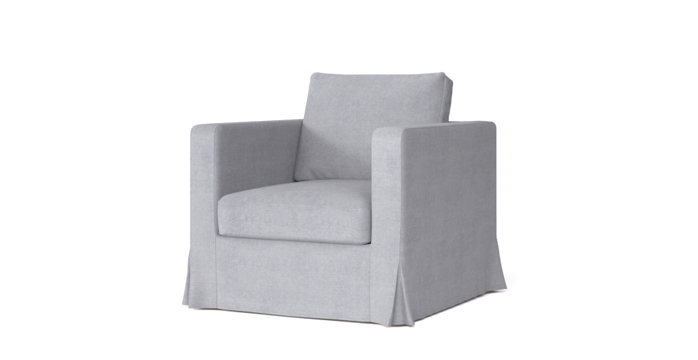 Maßanfertigung Husse Sessel mit eckigen Armlehnen und boxförmigen Kiss –  Comfort Works Global Pte Ltd