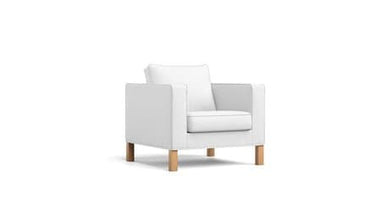 Boxed Seat Snug Fit Square Armchair with perfect fit premium custom made white Cotton Canvas slipcover