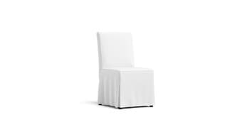 Long-Skirt Dining Chair with perfect fit premium custom made white Cotton Canvas slipcover