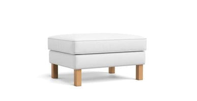 Two-piece Ottoman with perfect fit premium custom made white Cotton Canvas slipcover